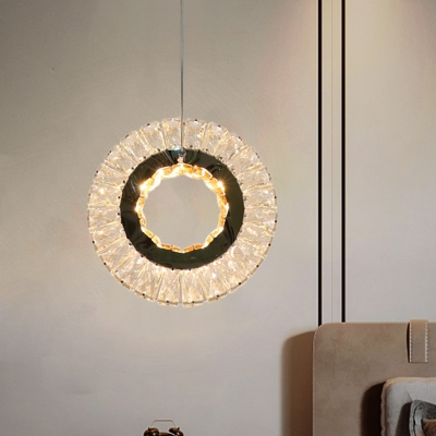 LED Ceiling Pendant Lamp Simplicity Sunflower Shaped Clear Crystal Hanging Light Fixture
