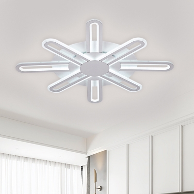 Minimalist LED Ceiling Flush Mount White Snowflake Flush Lamp with Metal Shade in Warm/White Light, 29.5