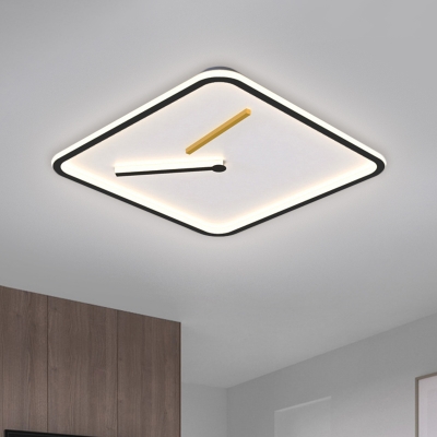 Simple LED Flushmount with Acrylic Shade Black/Gold Clock Flush Mount Lamp in Warm/White Light, 16