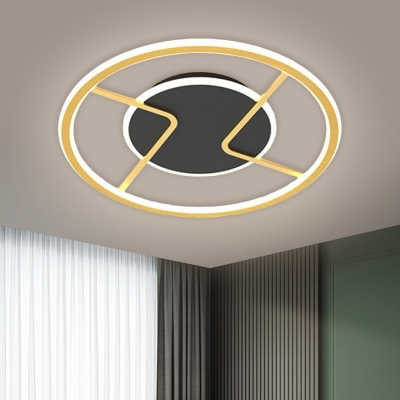 Black Circle Ceiling Flush Light Modernism LED Acrylic Flush Mount Lighting, 16