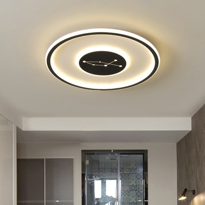 Circular Acrylic Ceiling Flush Mount Contemporary LED Black Flush Light Fixture in Warm/White/3 Color Light