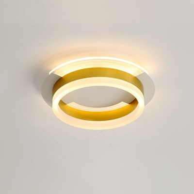 Circular Metal Flush Light Fixture Contemporary LED Gold Flush Ceiling Light, Warm/White Light