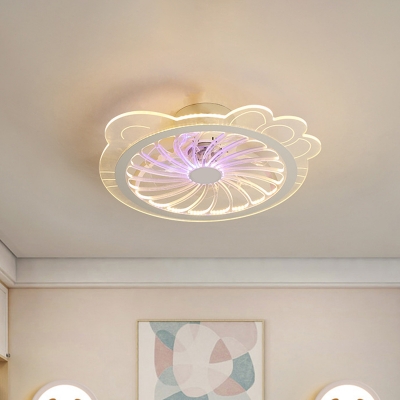 Clear Cat Semi Flush Light Contemporary LED Metallic Pendant Fan Light Fixture, 20