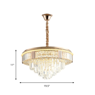 Clear Tiered Chandelier Light Contemporary Crystal Prisms LED Hanging Pendant Light for Sitting Room
