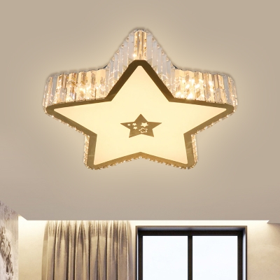 Crystal Star Flush Mount Ceiling Light Simple Bedroom LED Flushmount Lighting in Gold
