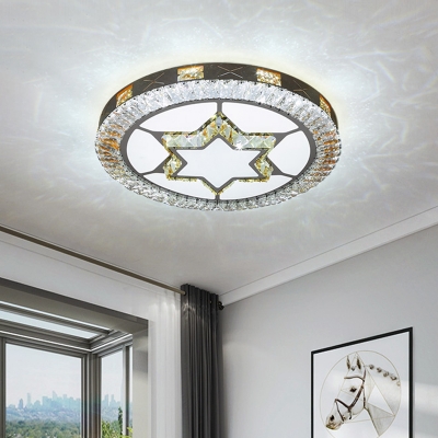 Loving Heart/Diamond/Flower/Star Ceiling Lamp Contemporary Crystal Prisms LED Silver Flush Mount Lighting for Bedroom