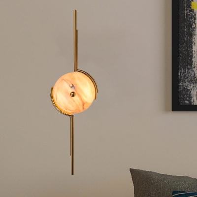 Dolomite Spherical Sconce Light Fixture Post Modern 2 Bulbs Gold Wall Mounted Lamp for Bedside