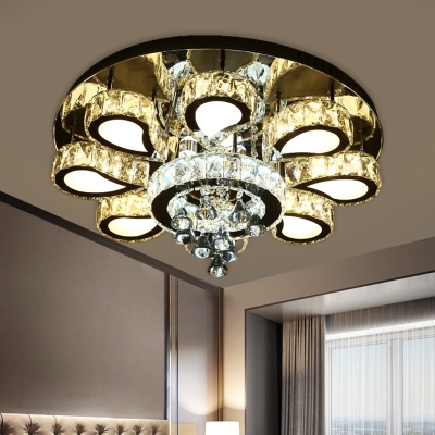Floral Bedroom LED Flushmount Light Modern Inlaid Crystal 5/7-Head Chrome Flush Mount Ceiling Lighting Fixture