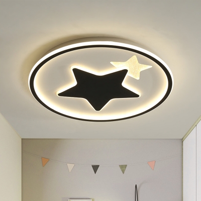 Macaron Star Ceiling Light Fixture Acrylic LED Children Room Flush Mount Lamp in Black/Pink/Blue