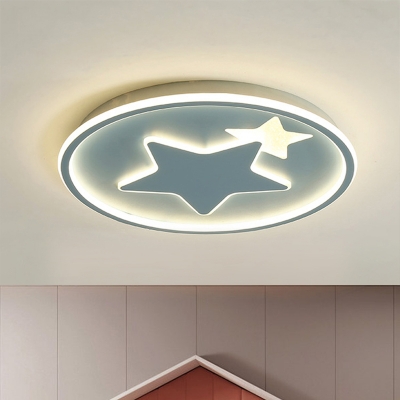 Macaron Star Ceiling Light Fixture Acrylic LED Children Room Flush Mount Lamp in Black/Pink/Blue