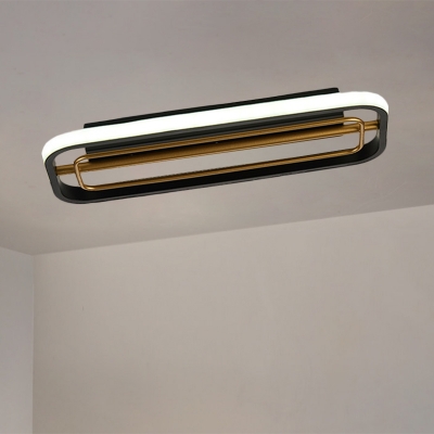 Metal Rectangle Frame Ceiling Flush Minimalism Black-White/Black-Gold LED Flushmount Light in White/Warm Light, 16