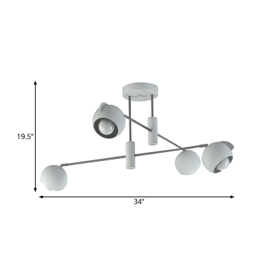 Metallic Globe Hanging Light Kit Contemporary 4/6-Bulb Chandelier Lighting in White for Bedroom