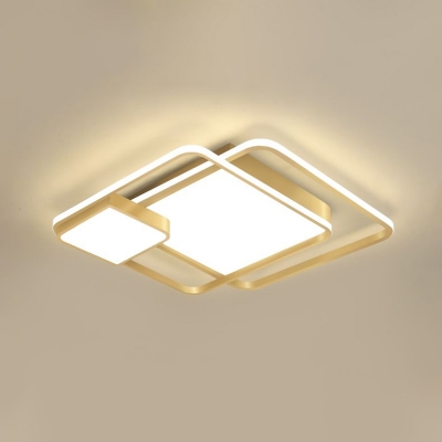 Metallic Square Ceiling Lighting Contemporary LED Flush Mount Light in Gold (The customization will be 7 days)