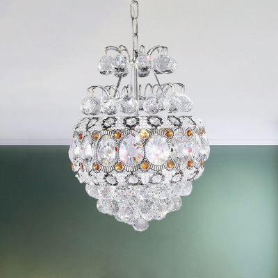 Modern Stylish Teardrop Pendant Lamp 3 Bulbs Clear Crystal Chandelier Light Fixture