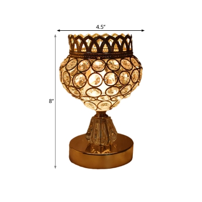 Sphere/Cubic LED Night Lamp Contemporary Beveled Glass Crystal Table Light in Gold for Bedside