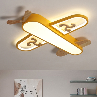 Aircraft Bedroom Flush Mount Light Acrylic LED Cartoon Ceiling Mounted Fixture in Yellow