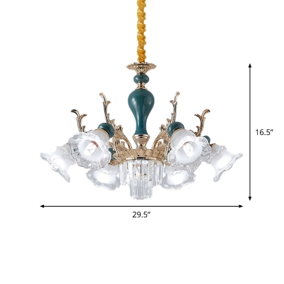 Blue Blossom Hanging Chandelier Modern Style 6/8-Light Clear Crystal Pendant Lighting for Parlor