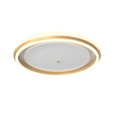 Circular Metallic Flush Mount Modern Gold/Coffee LED Flush Light Fixture in Warm/White Light, 16.5