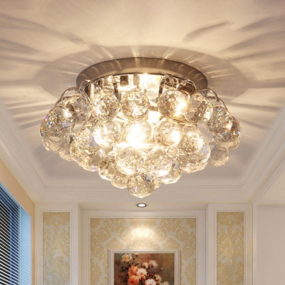 Clear Crystal Ball LED Flush-Mount Light Fixture Modern Style 2 Heads Ceiling Lighting for Hall