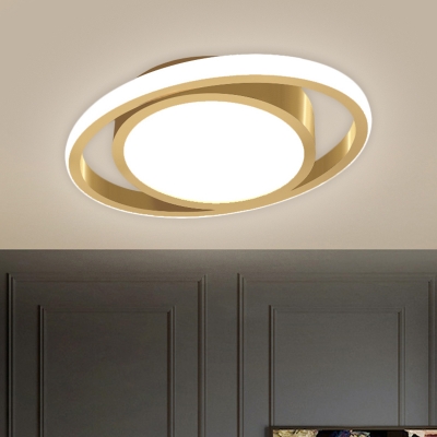 Drum and Ring Ceiling Light Fixture Minimalism Metal LED Doorway Flush Lamp in Black/Grey/Gold (The customization will be 7 days)