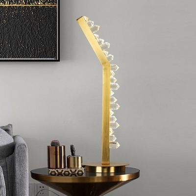 Gold Bend LED Table Light Minimalistic Clear Crystal Living Room Night Lamp in Warm/White Light