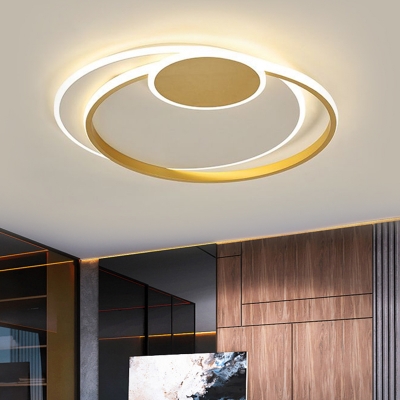 Gold Circle Flush Mount Lamp Modern LED Metallic Flush Ceiling Light Fixture in Warm/White Light, 16.5