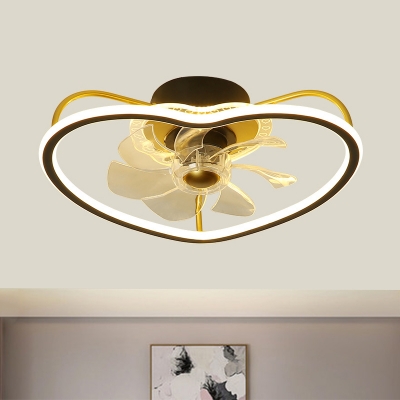 Loving Heart Bedroom 7-Blade Ceiling Fan Lamp Metal 16.5