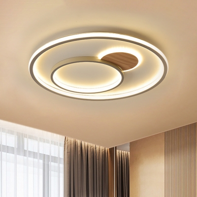 Modernist Circle Flush Light Fixture Metallic 16.5