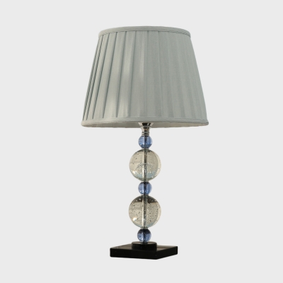 Pleated Fabric Shade Cone Night Light Contemporary LED Table Lamp with Clear Crystal Column