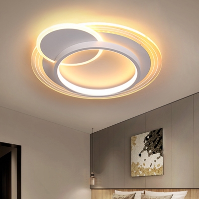 Rounded Ceiling Light Fixture Nordic Metal LED White Flush Mount Lamp in Warm/White Light, 16.5