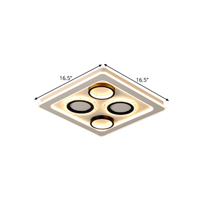 Square Metallic Ceiling Light Fixture Nordic Black-White LED Flush Mount in 3-Color Light, 16.5