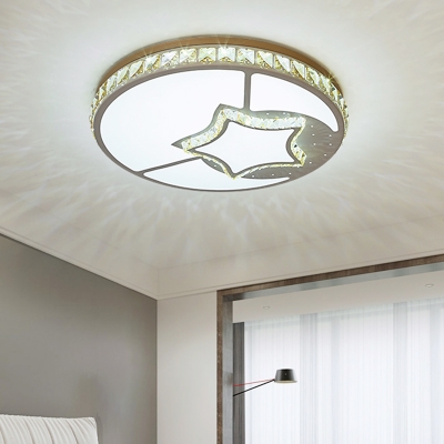 Universe/Star/Leaf/Loving Heart Bedroom Flush Mount Clear Crystal Glass LED Modern Ceiling Mounted Fixture in White