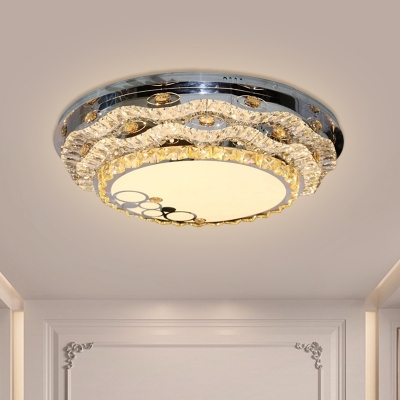 Wavy Crystal Ceiling Flush Mount Modernist Corridor LED Flush Mount Recessed Lighting in Stainless Steel