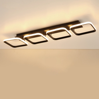 Acrylic Square Flush Mount Modernism Black/Gold LED Semi Flush Ceiling Light in Warm/White Light, 21.5