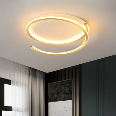Black/Gold Spiral Flush Ceiling Light Modernist 16