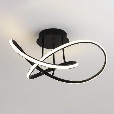 Black/White Twisting Flushmount Lamp Modernism 19.5