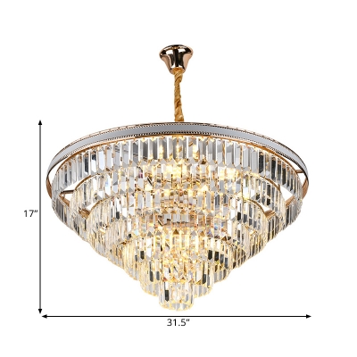 Conical Clear Crystal Chandelier Pendant Modern 18