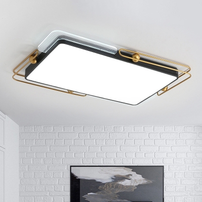Contemporary Rectangular Ceiling Mounted Light Metallic 16.5