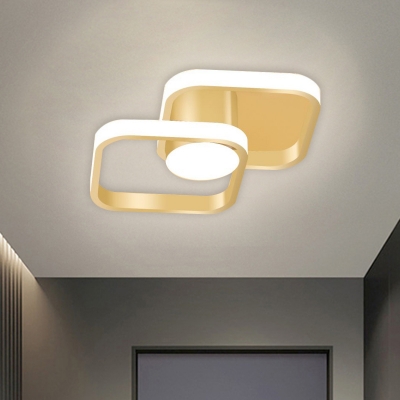 Cylinder and Circle Flush Mount Light Modern Acrylic LED Gold Flushmount Lighting in Warm/White Light