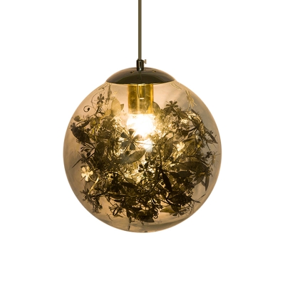 Globe Dining Room Pendulum Light Clear Glass 1 Head Nordic Suspension Pendant in Silver/Gold