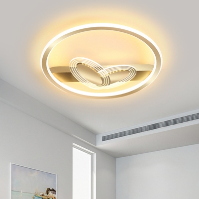 Round Flush Mount Lamp Modernist Metal Black/Gold LED Flush Ceiling Light in Warm/White Light, 16