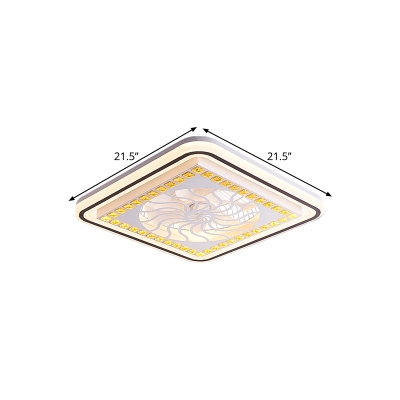 Square Flush Mount Contemporary Acrylic LED White Flush Ceiling Light with Bloom/Spiral/Leaf Pattern