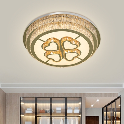 Tiered Round Crystal Flush Light Modern Stylish Corridor LED Ceiling Flushmount Lamp in Nickel