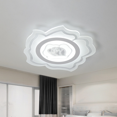 White LED Blossom Flush Mount Fixture Minimalist Acrylic Close to Ceiling Lamp in Warm/White Light