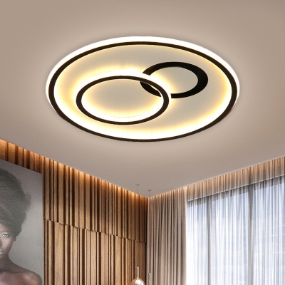 Black Rings Flush Ceiling Light Modernist LED Metallic Flush Mount Lighting in 3 Colors Light, 16