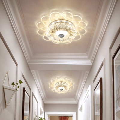 Contemporary Blossom Clear Crystal Flush Light LED Ceiling Lighting in Warm/White/Multi Color Light