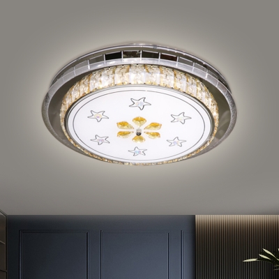 Crystal Stainless Steel Flushmount Circular Modernist LED Ceiling Flush Light with Star Pattern