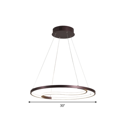 Hoop Acrylic Chandelier Pendant Light Simple LED Coffee Hanging Light Kit in White/Warm Light, 23.5