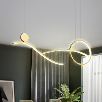 Linear and Ring Ceiling Hang Fixture Modern Acrylic White/Black/Gold LED Chandelier Lighting in White/Warm Light
