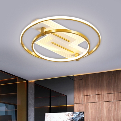 Metallic Dual rings Flush Mount Lamp Modernist 18